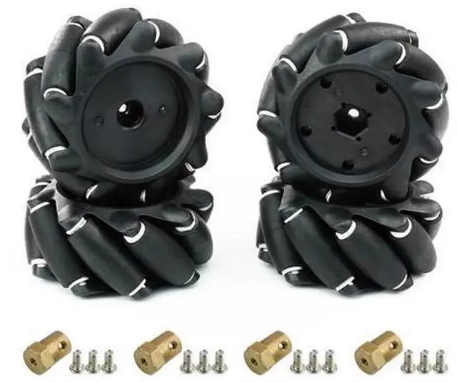 Main image of Mecanum Wheel 65mm 80mm 97mm Omni Wheel with 6mm Hexagonal Metal Coupling Motor Connector Tire for AGV Smart Robot (80mm black mecanum wheel *4)