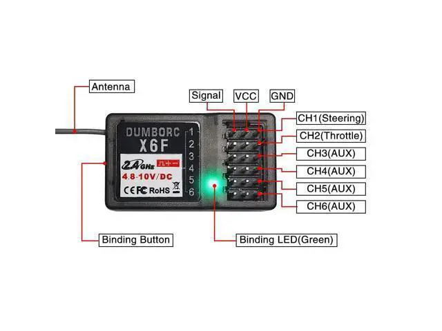 Alt view image 4 of 7 - ATA HOBBY DUMBORC X6FG & X6F Receiver Set 6 Channels RC Receiver for DUMBORC X4/X5/X6 Transmitter RC Car Boat Tank Drifting Car