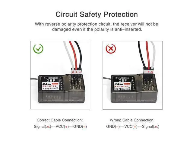 Alt view image 5 of 7 - ATA HOBBY DUMBORC X6FG & X6F Receiver Set 6 Channels RC Receiver for DUMBORC X4/X5/X6 Transmitter RC Car Boat Tank Drifting Car