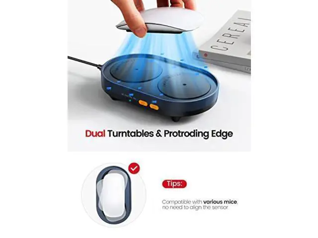 Alt view image 3 of 5 - Vaydeer Dual Turntable Mouse Mover with Adjustable Intervals and ON/Off Switch, Undetectable & Noiseless Mouse Jiggler Simulates Realistic Mouse Movement, Mouse Shaker for Secure Computer Activity.