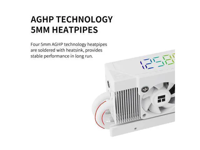 Alt view image 2 of 5 - HR10 2280 PRO Digital White- High-Performance Solid-State Hard Disk Radiator Equipped with 4x5mm AGHP Heat Pipe, ARGB Digital Display, Small Fan Cooling, SSD Radiator