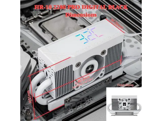 Alt view image 5 of 5 - HR10 2280 PRO Digital White- High-Performance Solid-State Hard Disk Radiator Equipped with 4x5mm AGHP Heat Pipe, ARGB Digital Display, Small Fan Cooling, SSD Radiator