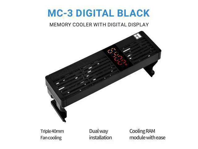 Alt view image 2 of 7 - MC-3 Digital Black RAM Cooling, ARGB Digital Display Screen Intelligent Temperature Color Change, Easy Installation,Universal Across All PC Platforms, Black