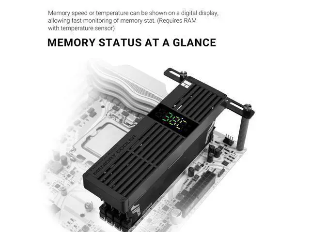 Alt view image 3 of 7 - MC-3 Digital Black RAM Cooling, ARGB Digital Display Screen Intelligent Temperature Color Change, Easy Installation,Universal Across All PC Platforms, Black