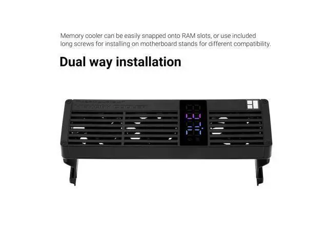 Alt view image 5 of 7 - MC-3 Digital Black RAM Cooling, ARGB Digital Display Screen Intelligent Temperature Color Change, Easy Installation,Universal Across All PC Platforms, Black