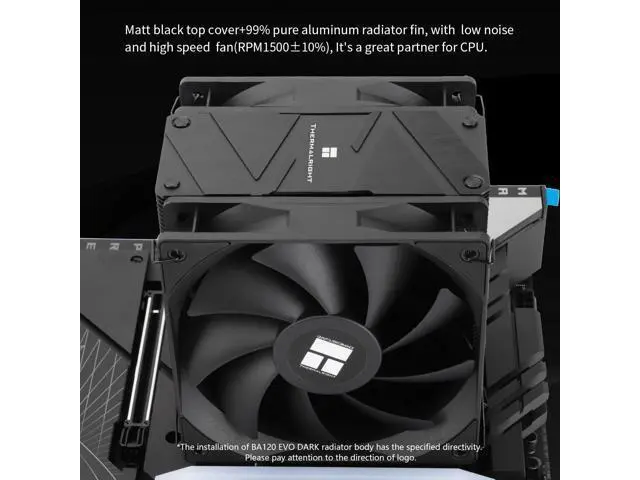 Alt view image 5 of 7 - Burst Assassin 120 EVO Dark CPU Cooler, 6 Heat Pipes Cooler, Double PWM Quiet Fans CPU Air Cooler with 1500RPM Speed, for AMD:AM4/ AM5/Intel 1700/1150/1151/1200/1851, LGA1700
