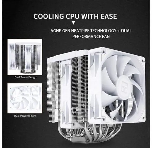Alt view image 4 of 7 - Peerless Assassin 120 Digital White CPU Air Cooler, Digital Screen Top Cover,6 Heatpipes Computer CPU Cooler, for AM4/AM5,Intel LGA1700/1851/1150/1151/1200, PC Cooler-White