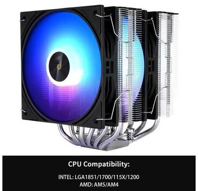 Alt view image 3 of 6 - Peerless Assassin 120 ARGB Black V3 CPU Cooler,6 Heat Pipes CPU Air Cooler,Dual TL-P12-S PWM Fans,157mm High,for Intel LGA1700/1851/1150/1151/1200/,AM4/AM5