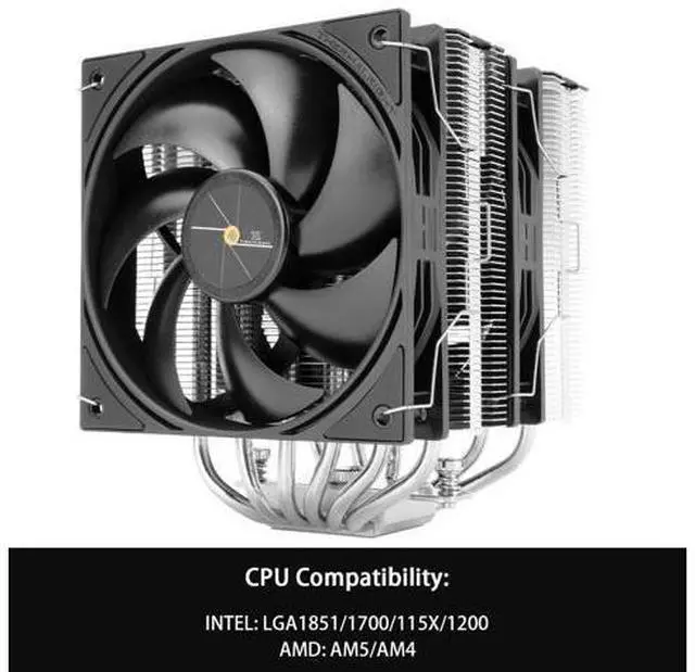 Alt view image 3 of 6 - Peerless Assassin 120 Black V3 CPU Cooler, 6 Heat Pipes AGHP Technology, Dual 120mm PWM Fans, 2000RPM Speed, for AMD:AM4 AM5/Intel LGA 1851/1700/1150/1151/1200,PC Cooler