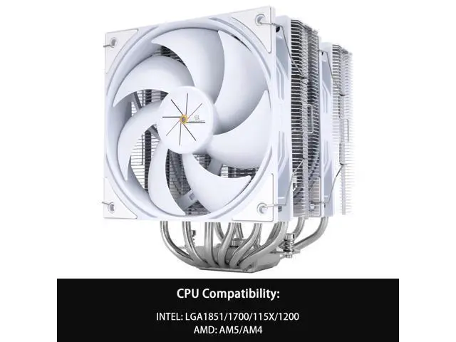 Alt view image 3 of 5 - Peerless Assassin 120 White V3 CPU Cooler, 6 Heat Pipes AGHP Technology, Dual 120mm PWM Fans, 2000RPM Speed, for AMD:AM4 AM5/Intel LGA 1851/1700/1150/1151/1200,PC Cooler