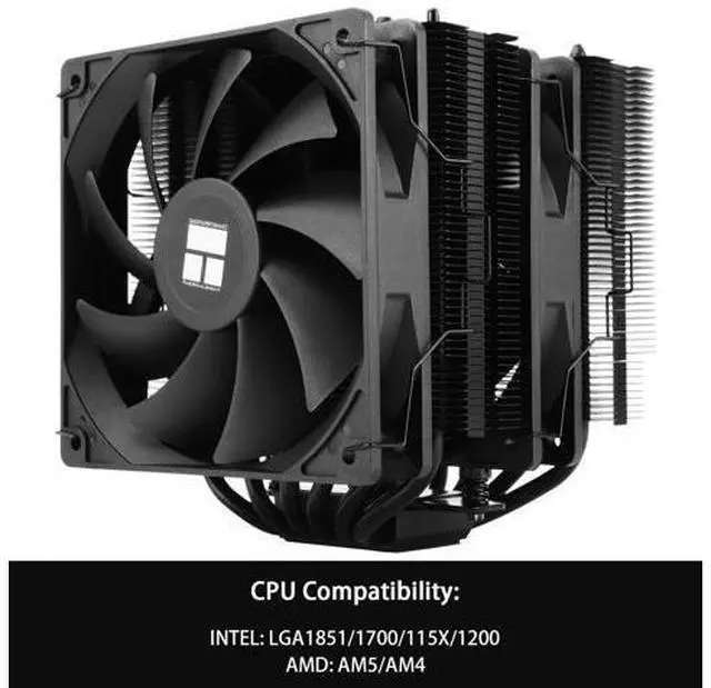 Alt view image 3 of 6 - Peerless Assassin 120 SE Black CPU Cooler, 6 Heat Pipes PC Cooling, Dual Towers and Dual PWM Fans, Computer CPU Air Cooling for AMD:AM4 AM5&Intel LGA1150/1151/1200/1700/1851,Black