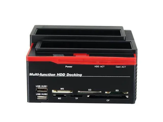 Alt view image 2 of 2 - External 2.5 Inch/3.5 Inch USB 3.0 to 2 SATA 1 IDE HDD Hard Drive Docking Station Drive Disk Clone Card Reader USB3.0 M2 TF SD S