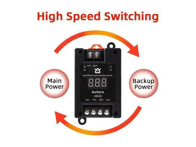 Alt view image 4 of 5 - 60V 20A Dual Power Automatic Tranfer Switch, Two Ways 0.015S High Speed ATS, 80V 100A Parallel Discharge Module with Reverse Polarity Protection