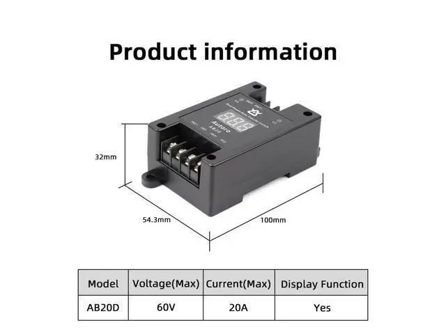 Alt view image 3 of 5 - 60V 20A Dual Power Automatic Tranfer Switch, Two Ways 0.015S High Speed ATS, 80V 100A Parallel Discharge Module with Reverse Polarity Protection