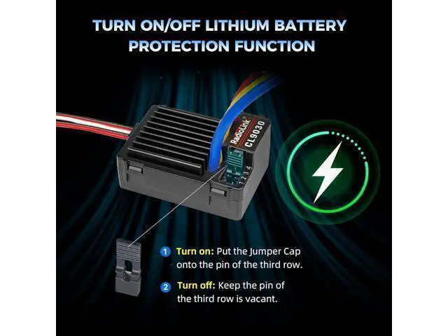 Alt view image 5 of 7 - Radiolink CL9030 90A RC Brushed ESC, 2-4S Waterproof Electric Speed Controller with Dual BEC (5.5V/7.5V 5A), XT60 Plug for RC Cars and Boats, Crawlers, Trucks or Tanks