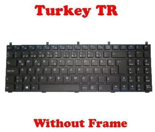 Main image of Laptop Keyboard For CLEVO M9800 M980NU MP-08J46TQ-4308W 6-80-M9800-254-1 Turkey TR NO Frame