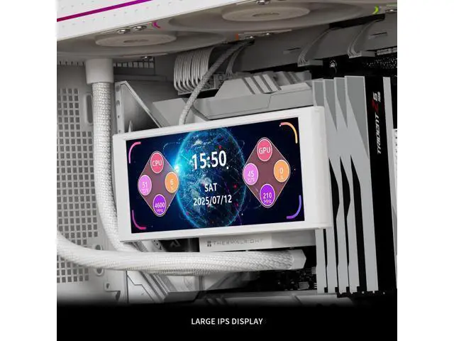 Alt view image 4 of 6 - Trofeo Vision LCD White Edition Case Sub-Display Features a 6.86-inch Full-Color LCD Screen (1280x480 Resolution) with Magnetic Panel Design. Supports DIY Dynamic/Static Images (White).