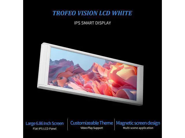 Alt view image 6 of 6 - Trofeo Vision LCD White Edition Case Sub-Display Features a 6.86-inch Full-Color LCD Screen (1280x480 Resolution) with Magnetic Panel Design. Supports DIY Dynamic/Static Images (White).