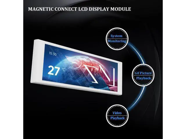 Alt view image 5 of 6 - Trofeo Vision LCD White Edition Case Sub-Display Features a 6.86-inch Full-Color LCD Screen (1280x480 Resolution) with Magnetic Panel Design. Supports DIY Dynamic/Static Images (White).