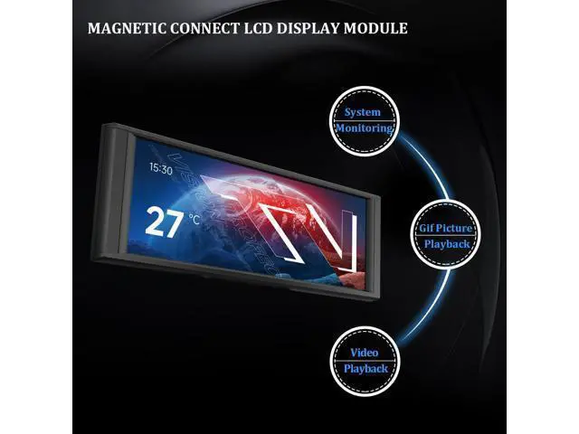 Alt view image 3 of 7 - Trofeo Vision LCD Black Edition Case Sub-Display Features a 6.86-inch Full-Color LCD Display (1280x480 Resolution) with a Magnetic Panel Screen, Supporting DIY Dynamic/Static Images