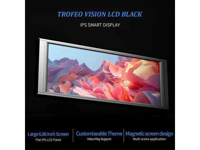 Alt view image 2 of 7 - Trofeo Vision LCD Black Edition Case Sub-Display Features a 6.86-inch Full-Color LCD Display (1280x480 Resolution) with a Magnetic Panel Screen, Supporting DIY Dynamic/Static Images