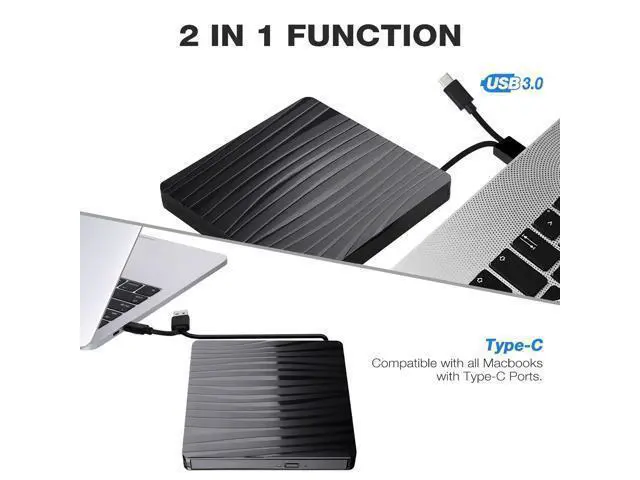 Alt view image 2 of 5 - ULANSeN External CD/DVD Drive for Laptop, USB A/C 3.0 CD DVD Player Portable +/-RW Burner CD ROM Reader Writer Disk Duplicator Compatible with Laptop Desktop PC Windows Apple Mac Pro MacBook Linux