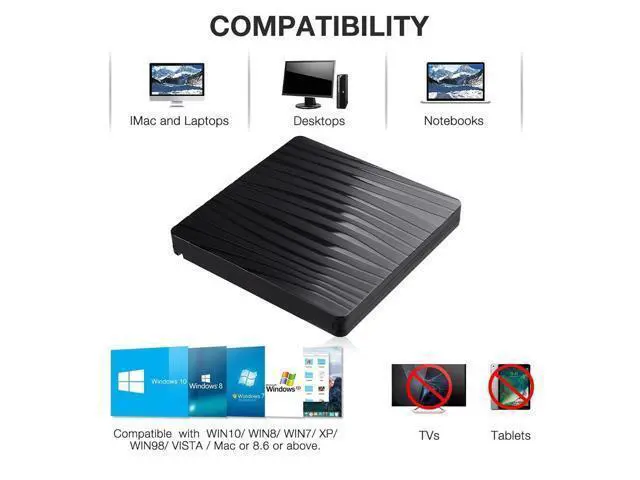 Alt view image 3 of 5 - ULANSeN External CD/DVD Drive for Laptop, USB A/C 3.0 CD DVD Player Portable +/-RW Burner CD ROM Reader Writer Disk Duplicator Compatible with Laptop Desktop PC Windows Apple Mac Pro MacBook Linux