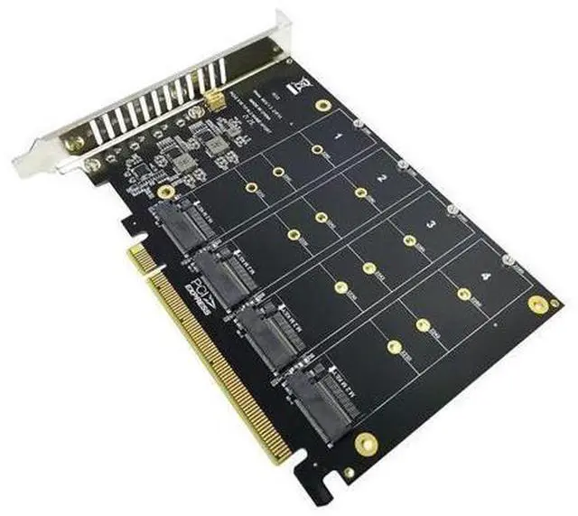 Main image of NVME To PCI-E X16 Adapter Card With Four M-Key PH44 NVME 4 Disk Array Expansion Card For 2230/2242/2260/2280 SSD
