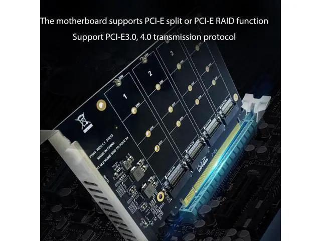 Alt view image 3 of 5 - NVME To PCI-E X16 Adapter Card With Four M-Key PH44 NVME 4 Disk Array Expansion Card For 2230/2242/2260/2280 SSD