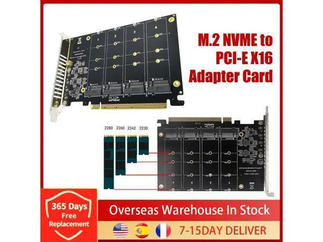 Alt view image 5 of 5 - NVME To PCI-E X16 Adapter Card With Four M-Key PH44 NVME 4 Disk Array Expansion Card For 2230/2242/2260/2280 SSD