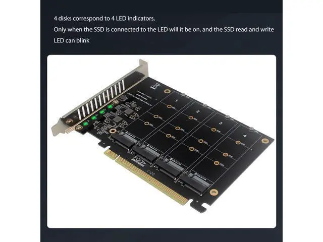 Alt view image 4 of 5 - NVME To PCI-E X16 Adapter Card With Four M-Key PH44 NVME 4 Disk Array Expansion Card For 2230/2242/2260/2280 SSD
