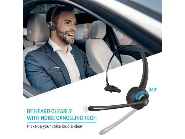 Alt view image 2 of 7 - Pro Bluetooth Headphones, Trucker Bluetooth Headset, Wireless Over Head Earpiece, On Ear Car Bluetooth Headphones with Microphone for Truck Driver, Phones, Skype, Call Center, Office