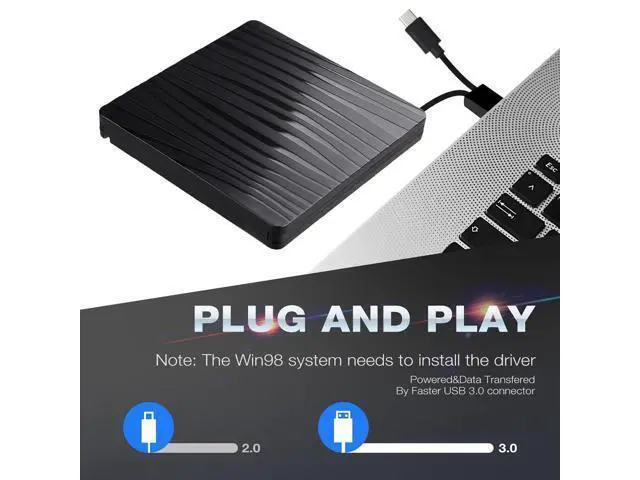 Alt view image 5 of 5 - ULANSeN External CD/DVD Drive for Laptop, USB A/C 3.0 CD DVD Player Portable +/-RW Burner CD ROM Reader Writer Disk Duplicator Compatible with Laptop Desktop PC Windows Apple Mac Pro MacBook Linux