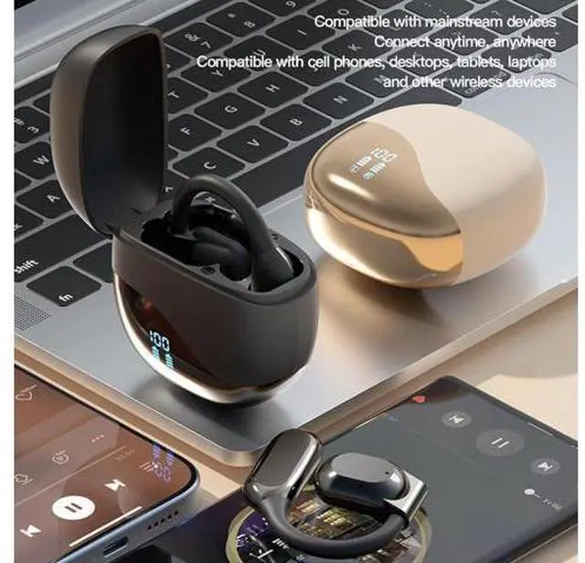 Alt view image 2 of 7 - Language Translator Earbuds, Real Time Translation Device, Noise Cancelling, AI Translation, Cordless Bluetooth Earbuds for Travel Business Learning (Black)