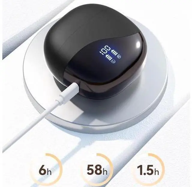 Alt view image 4 of 7 - Language Translator Earbuds, Real Time Translation Device, Noise Cancelling, AI Translation, Cordless Bluetooth Earbuds for Travel Business Learning (Black)