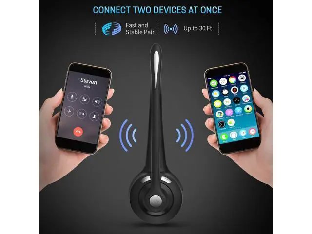 Alt view image 5 of 7 - Pro Bluetooth Headphones, Trucker Bluetooth Headset, Wireless Over Head Earpiece, On Ear Car Bluetooth Headphones with Microphone for Truck Driver, Phones, Skype, Call Center, Office