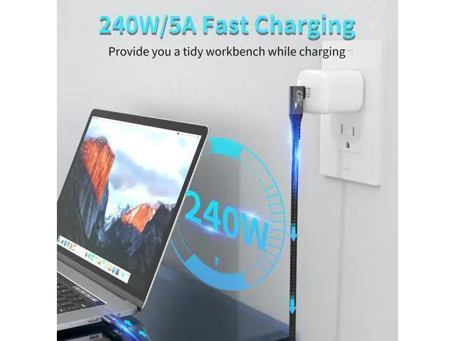 Alt view image 3 of 7 - USB4 Cable, with Thunderbolt 4 Cable, 240W Charging Cable, 40 Gbps Data Cable, 8K @ 60Hz HDR, USB C to USB C Cable, 90Degree for Hub, Dock MacBook, M2, M3, Mac SSD (90Degree USB4 40G 240W 2M) black