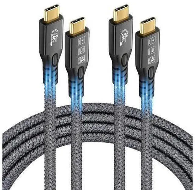 Main image of USB C 3.2 Gen2 20Gbps, 2PCS Type C 4K@60Hz UHD Video 5A/240W PD3.1 Fast Charge Cord with E-Marker Compatible with Thunderbolt 3/4 for iPhone 15Pro MacBook (2PCS USB C 20G 240W 3M)