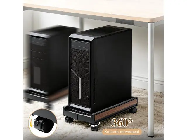 Alt view image 5 of 7 - Adjustable Rolling Computer Cart with Wheels - PC Tower Stand Mobile CPU Floor Cart for Gaming Desktop