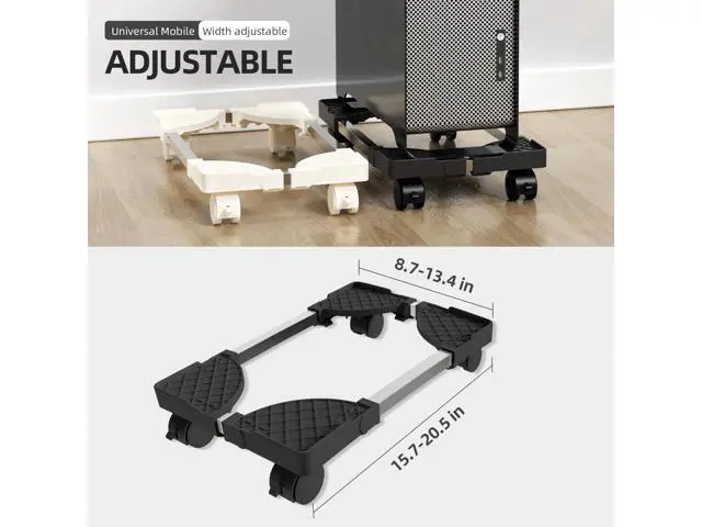 Alt view image 2 of 6 - Computer Tower Stand, Adjustable Mobile CPU Stand Fits Most PC Tower, Desktop CPU Holder with 4 Rolling Caster Wheels, PC Floor Cart Riser Gaming Desk Accessories