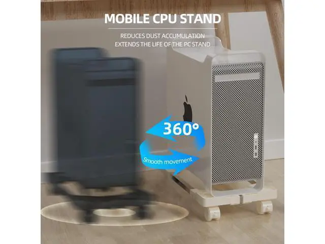 Alt view image 3 of 6 - Computer Tower Stand, Adjustable Mobile CPU Stand Fits Most PC Tower, Desktop CPU Holder with 4 Rolling Caster Wheels, PC Floor Cart Riser Gaming Desk Accessories