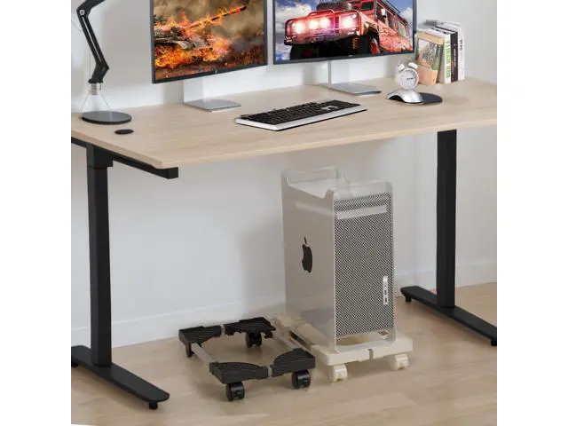 Alt view image 6 of 6 - Computer Tower Stand, Adjustable Mobile CPU Stand Fits Most PC Tower, Desktop CPU Holder with 4 Rolling Caster Wheels, PC Floor Cart Riser Gaming Desk Accessories