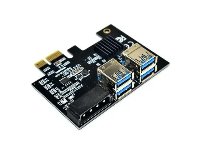 Alt view image 2 of 2 - FOR PCI-E 1 To 4 Expansion Card PCI-E 1X To 16X 4 Port Dual Layer USB3.0 Graphics Adapter Expansion Card For BTC Mining