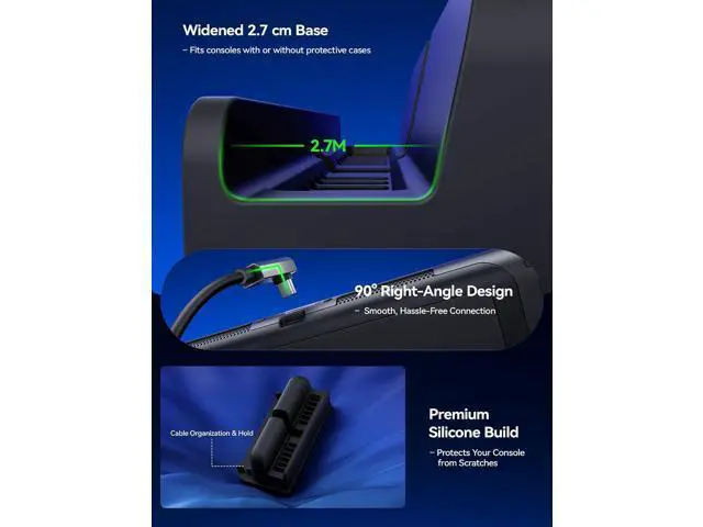 Alt view image 5 of 7 - Extender Cable with Stand for Switch 2 Dock, 35cm USB C Extension Cable for Thick Protective Cases, Fast Charging, 10Gbps Data, 4K@60Hz Video Output, 1:1 Dock Function Restore, Passive Cooling