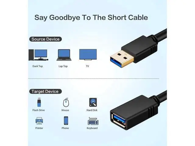 Alt view image 3 of 7 - 32.8 ft. / 10m USB 3.0 Extension Cable , USB 3.0 Extension Cable - A-Male to A-Female for USB Flash Drive, Card Reader, Hard Drive, Keyboard,Mouse,Playstation, Xbox, Printer, Camera