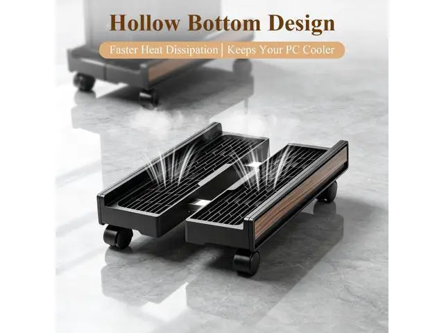 Alt view image 4 of 7 - Adjustable Rolling Computer Cart with Wheels - PC Tower Stand Mobile CPU Floor Cart for Gaming Desktop