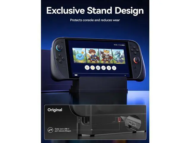 Alt view image 6 of 7 - Extender Cable with Stand for Switch 2 Dock, 35cm USB C Extension Cable for Thick Protective Cases, Fast Charging, 10Gbps Data, 4K@60Hz Video Output, 1:1 Dock Function Restore, Passive Cooling