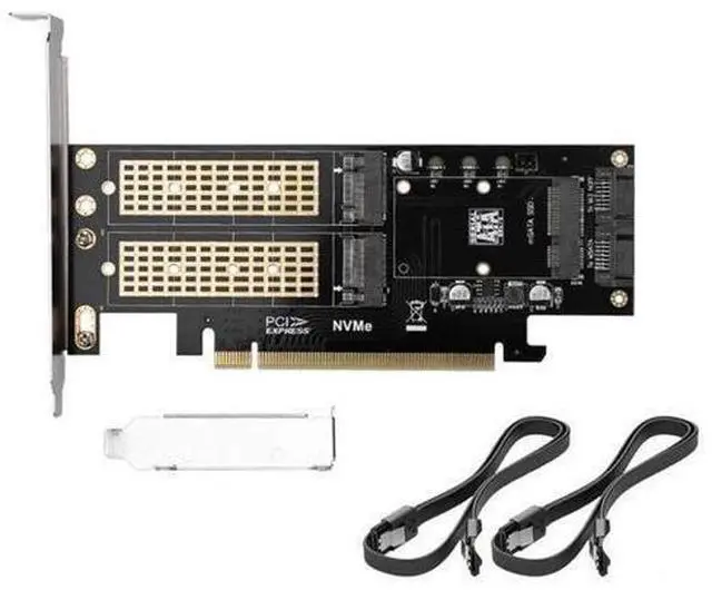 Main image of 3 in 1 NGFF and MSATA SSD Adapter Card M.2 NVME to PCIe 16X/M.2 SATA SSD to SATA III to SATA Converter+2 SATA Cable