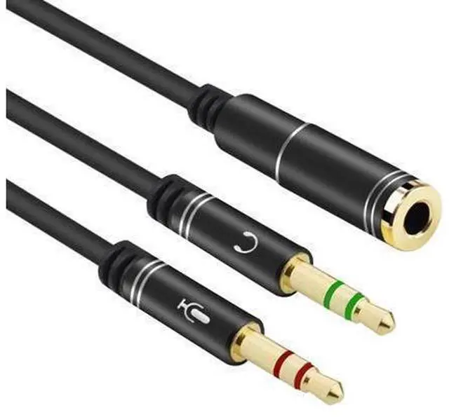 Main image of CYDZ Dual 3.5mm Male to Single Female Headphone Microphone Audio Splitter Cable for Cell Phone & Tablet & Laptop Black Color