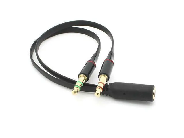 Alt view image 2 of 7 - CYDZ Dual 3.5mm Male to Single Female Headphone Microphone Audio Splitter Cable for Cell Phone & Tablet & Laptop Black Color